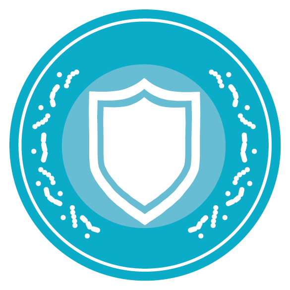 Icon of shield protecting against surrounding bacteria