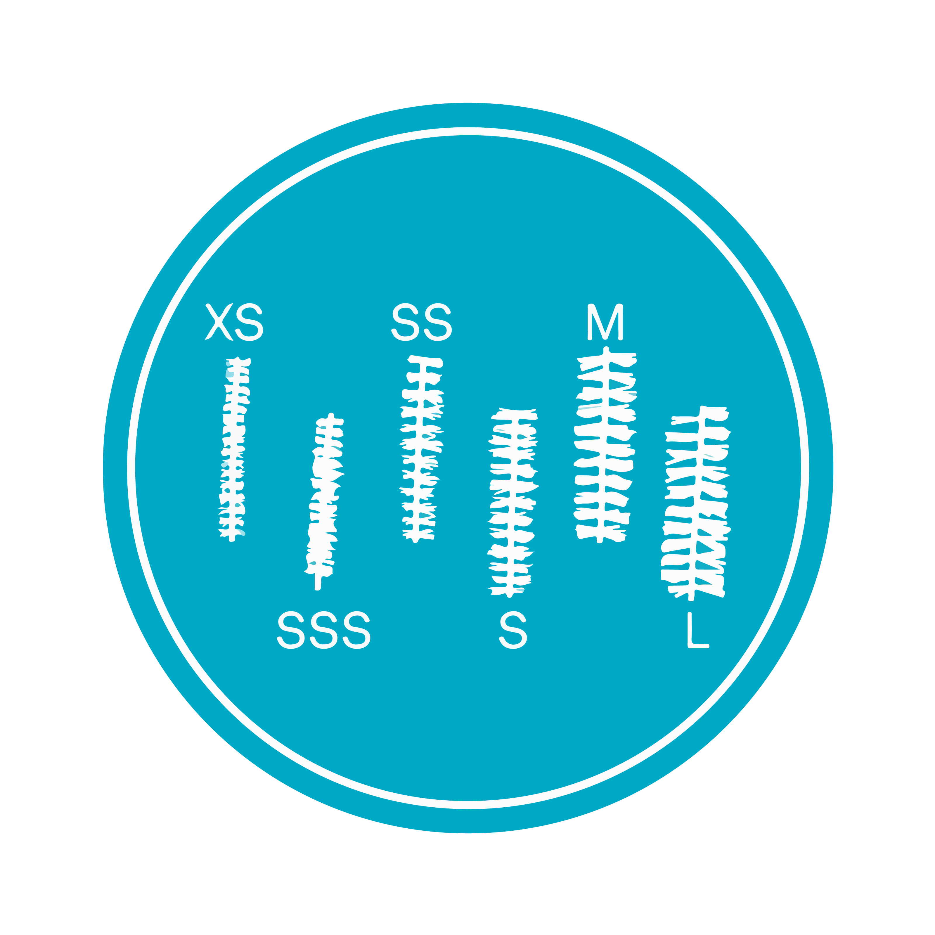 Icon showing the six different size heads of the EasyFlex Interdental Brushes