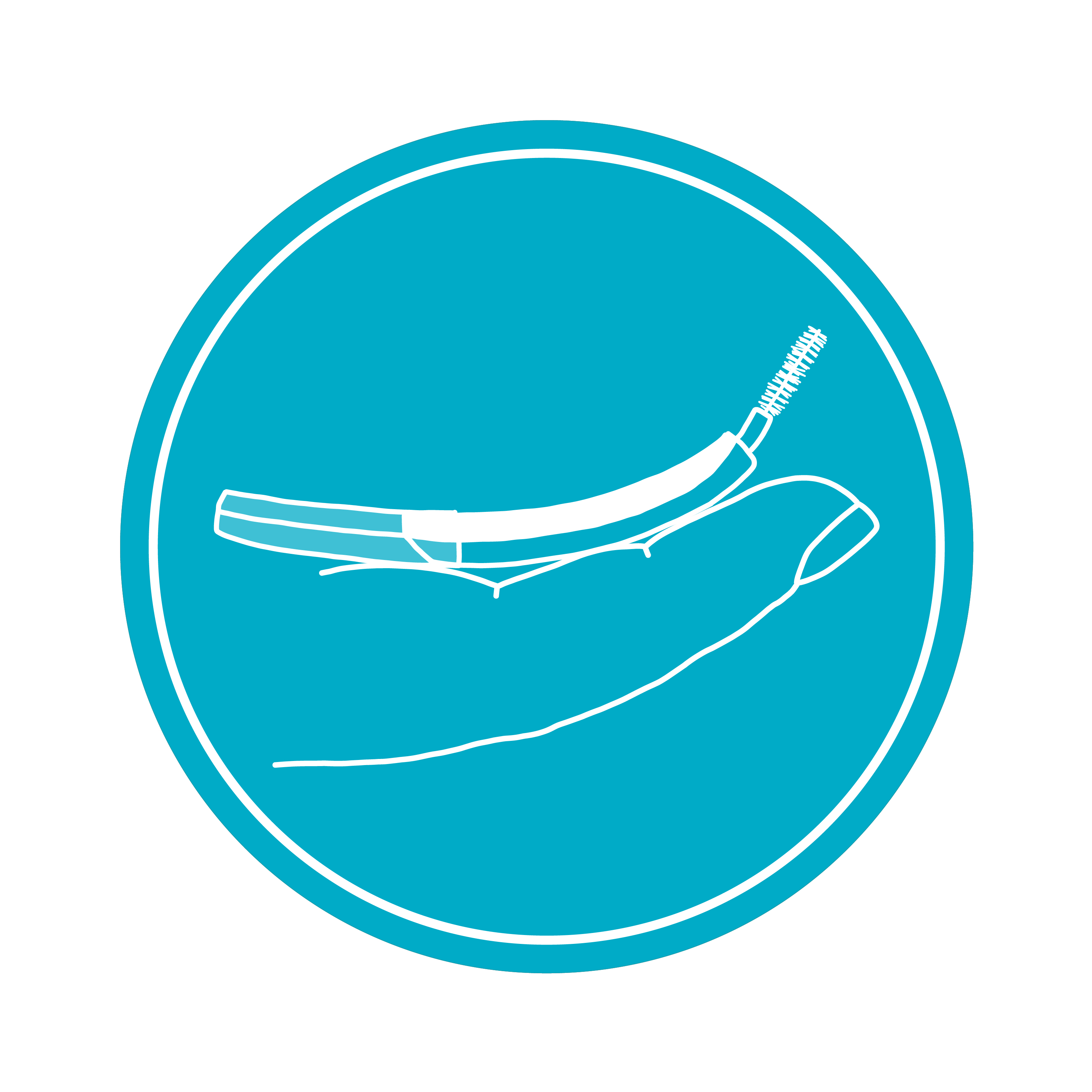 Icon curved EasyFlex Interdental Brush resting on a finger